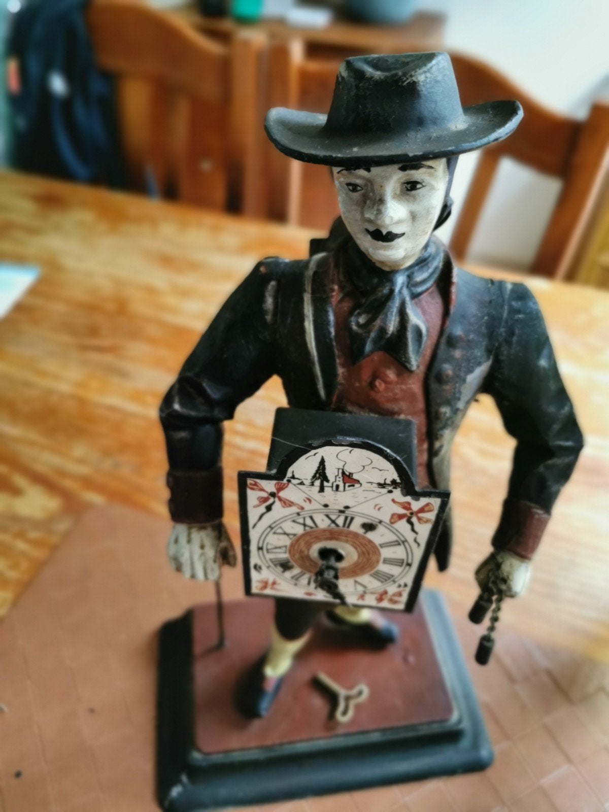 Antiek Klokkenmannetje - Decoratieve Figuur met Klok, Antiek en Kunst, Antiek | Klokken, Ophalen of Verzenden