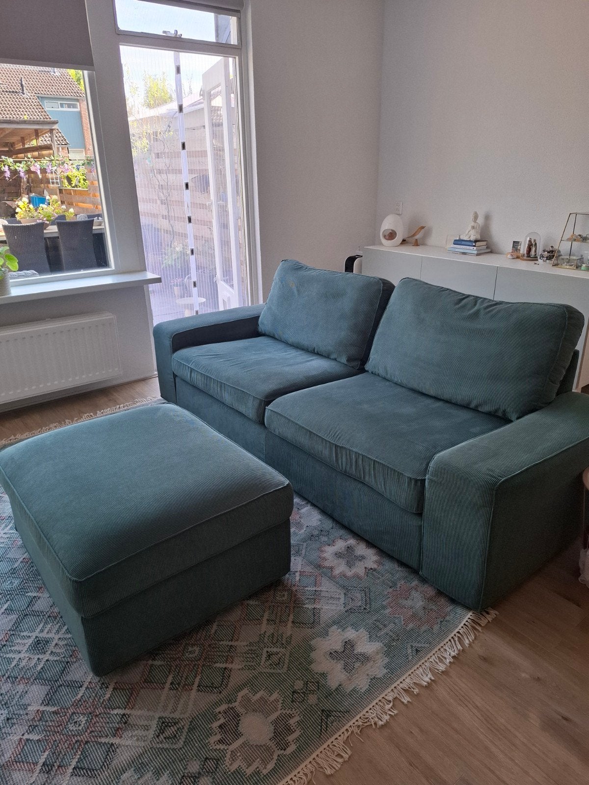 ikea Kivik 3- zitsbank turkoois corduroy, Ophalen, Gebruikt, 75 tot 100 cm, Stof