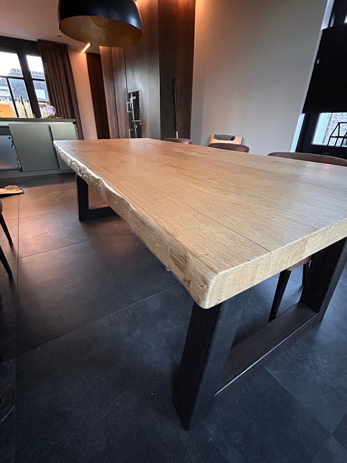 Massief eiken boomstamtafel, Ophalen, 100 tot 150 cm, Eikenhout, 200 cm of meer