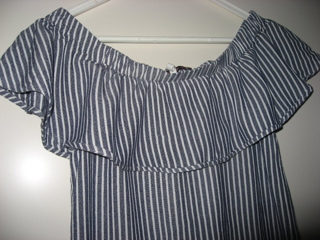 NIEUW denim jeansblauw/wit gestreept jurkje , Anti Blue , XS, Anti Blue, Nieuw, Maat 34 (XS) of kleiner, Boven de knie
