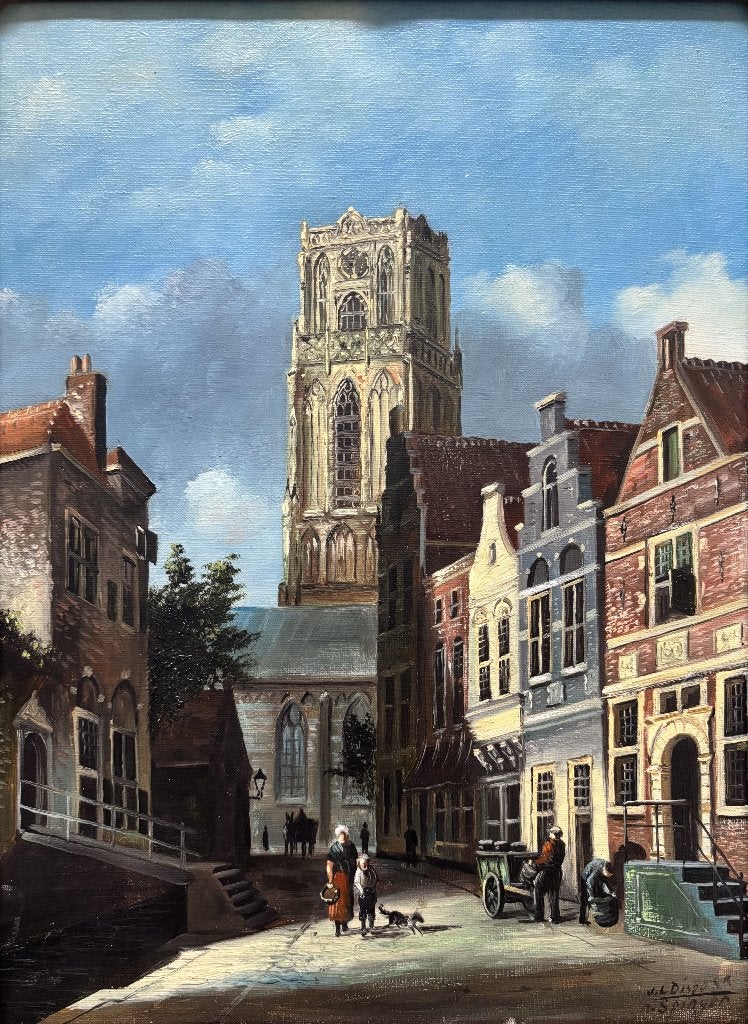 Jacobus Lambertus Dispo (1890-1964) - Gezicht op Rotterdam, Doek, Ophalen of Verzenden, Olieverf, Klassiek