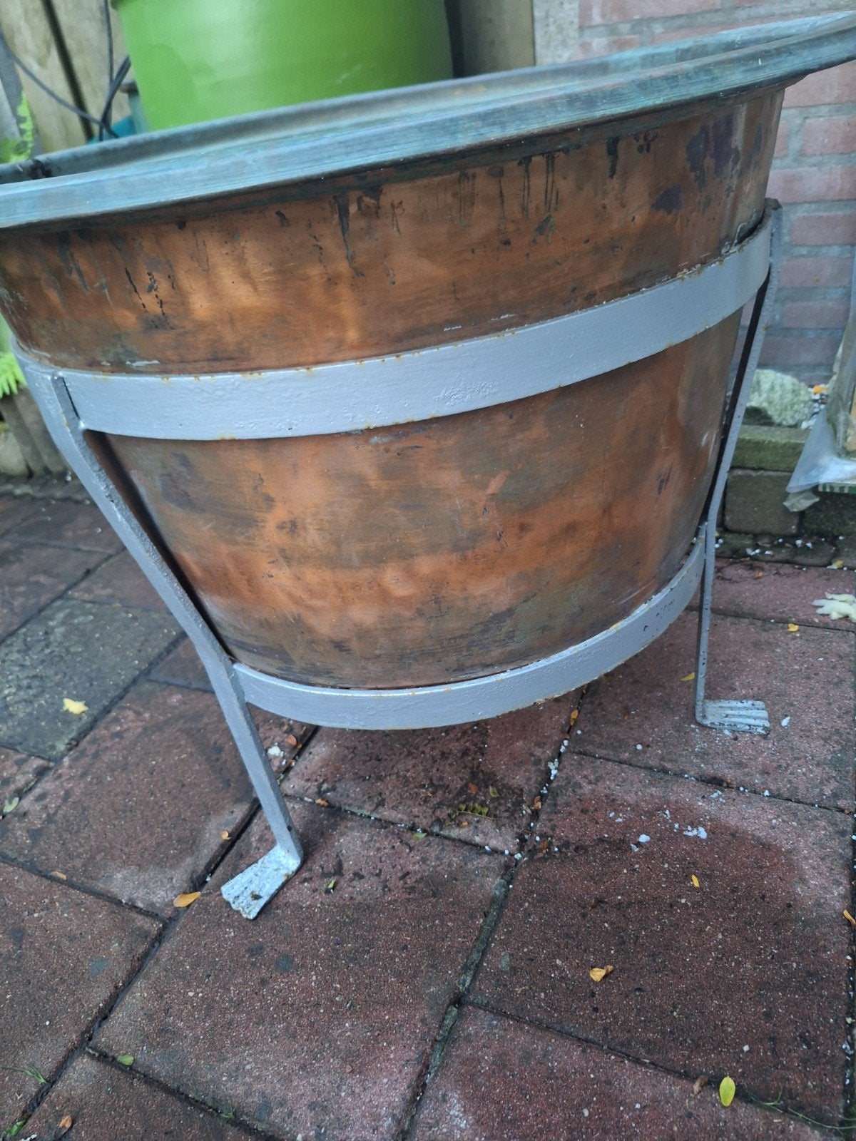 koperen bloembak, Tuin en Terras, Regentonnen, 150 liter of meer, Ophalen, Gebruikt, Metaal