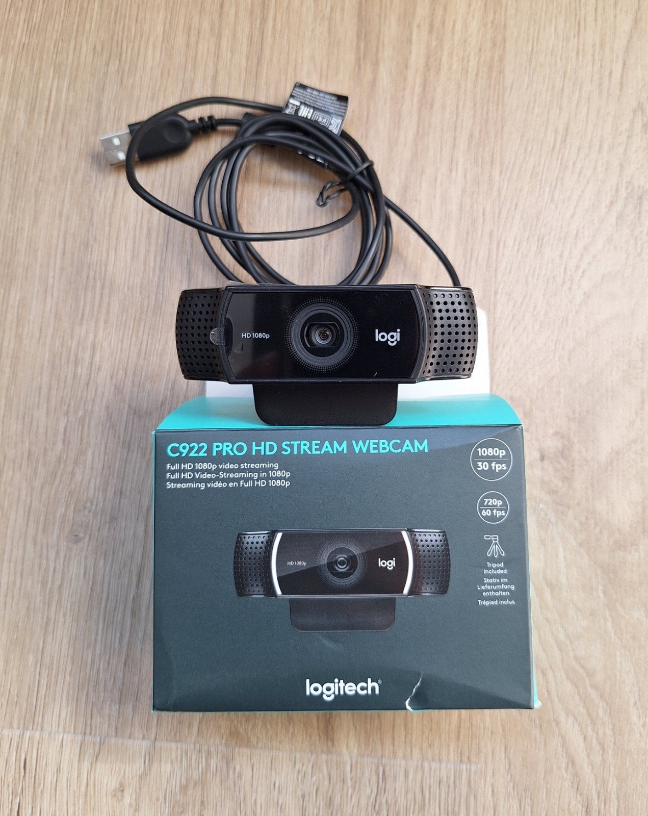 Logitech C922 PRO HD Stream Webcam, Computers en Software, Webcams, Ophalen, Zo goed als nieuw, Windows, Logitech Logi
