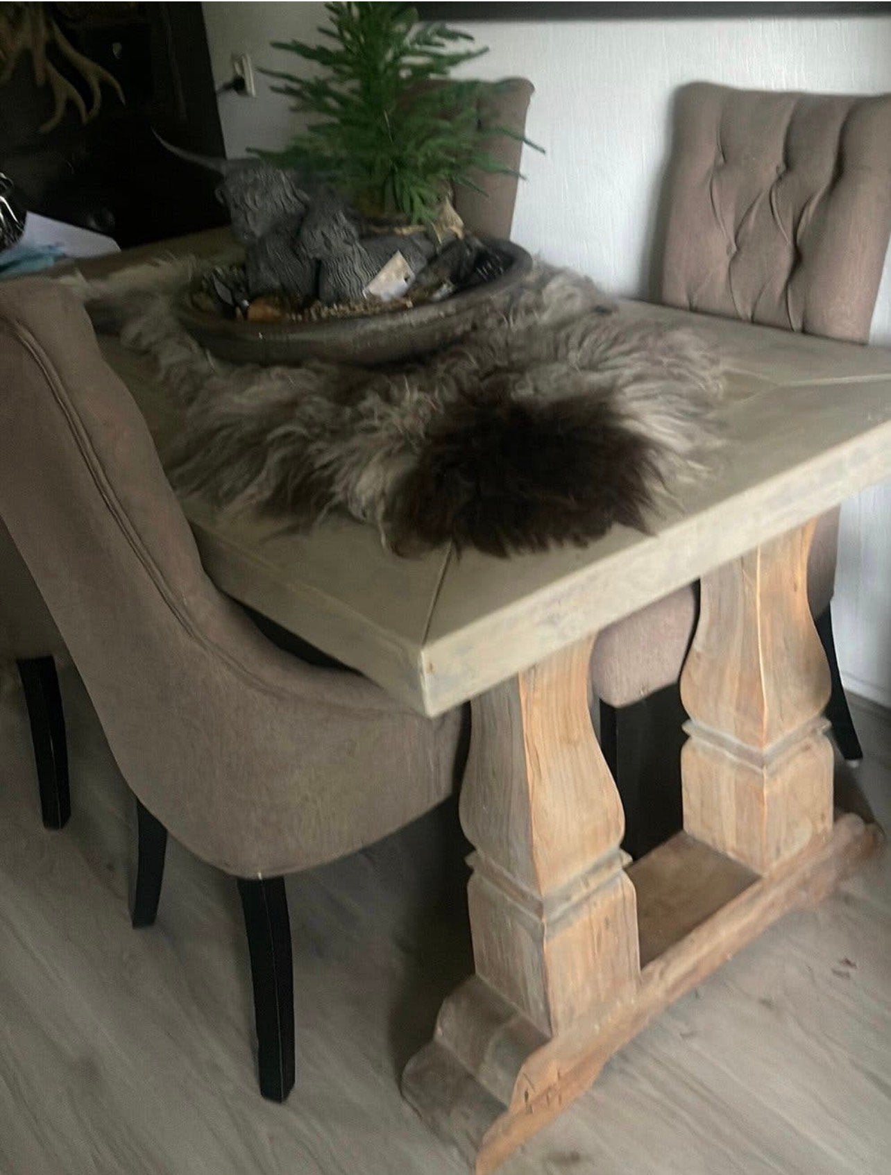Mooie robuuste zware houten kloostertafel met dubbele poten, Huis en Inrichting, Ophalen, 200 cm of meer, 50 tot 100 cm, Zo goed als nieuw