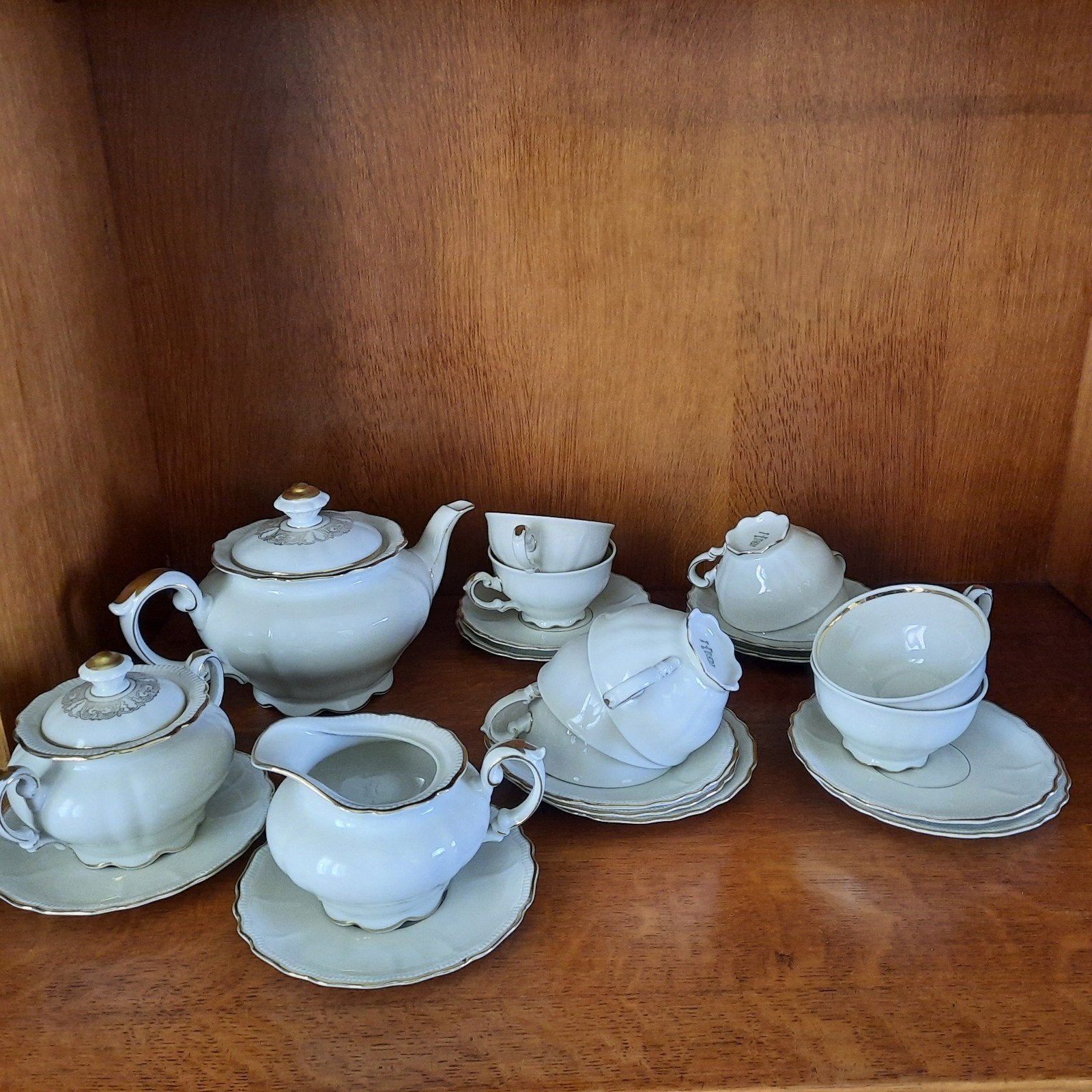 Vintage Bavaria Jaegers & Co theeservies - Crème met goud, Antiek en Kunst, Ophalen