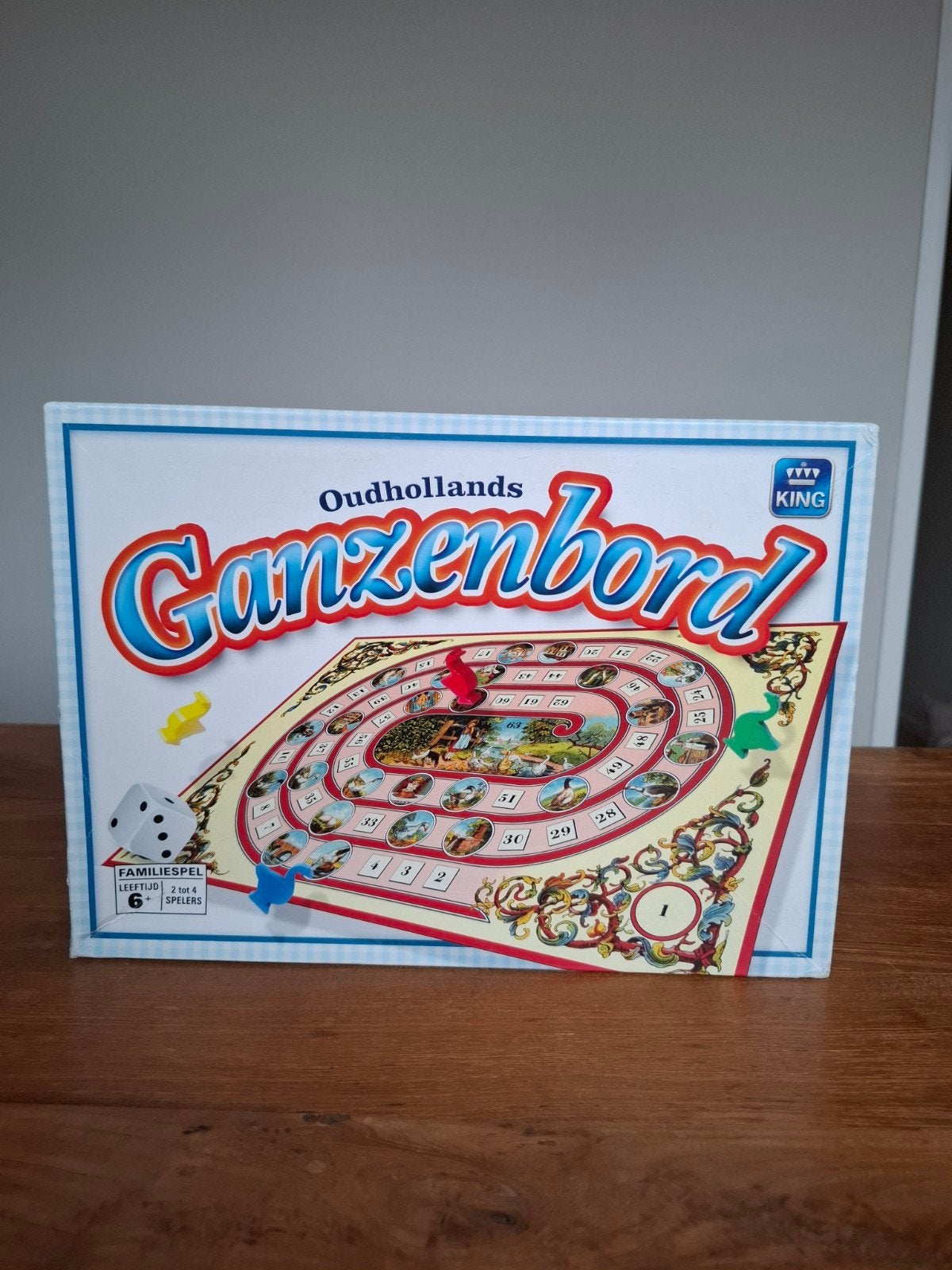 Oudhollands Ganzenbord - King (doos geplakt), Een of twee spelers, Ophalen of Verzenden, Gebruikt