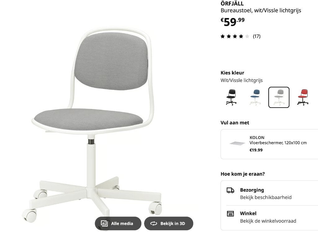 White desk + chair. Very good condition., Ophalen, Met lades, 105 cm, Hout