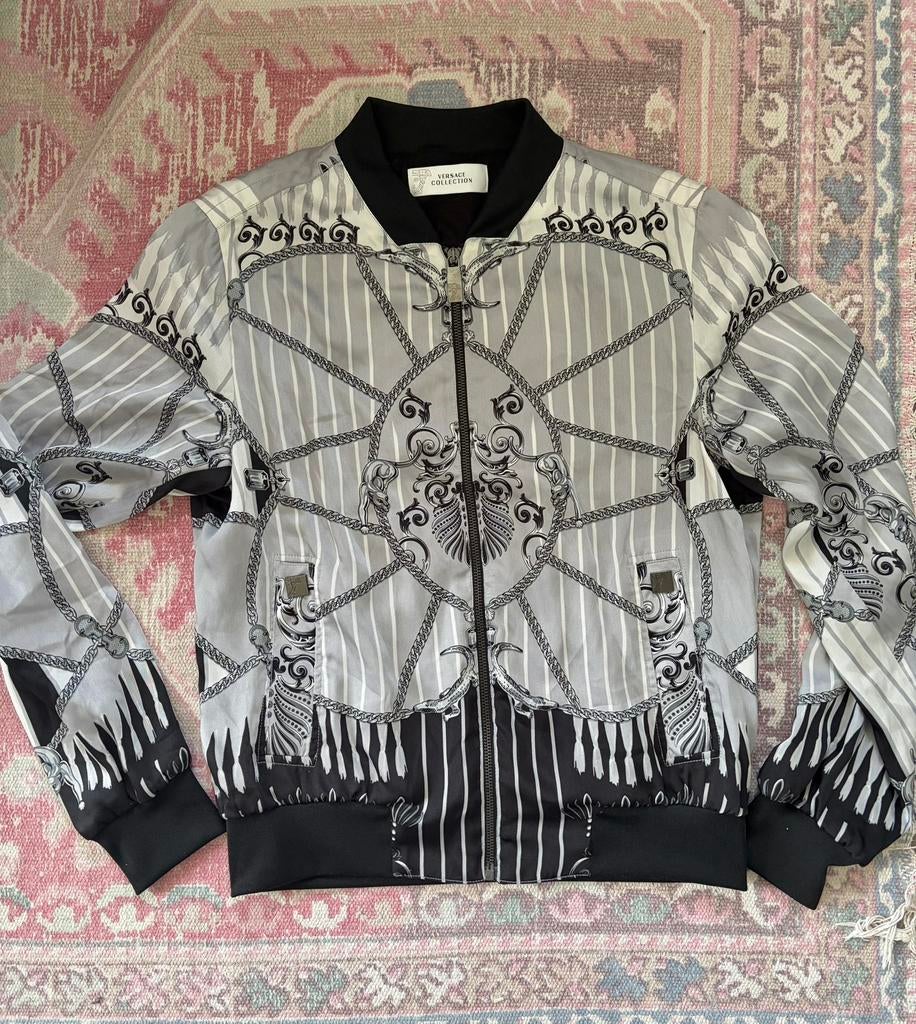 Gianni Versace unisex bomberjack maat M, Ophalen of Verzenden, Zo goed als nieuw, Maat 48/50 (M), Grijs