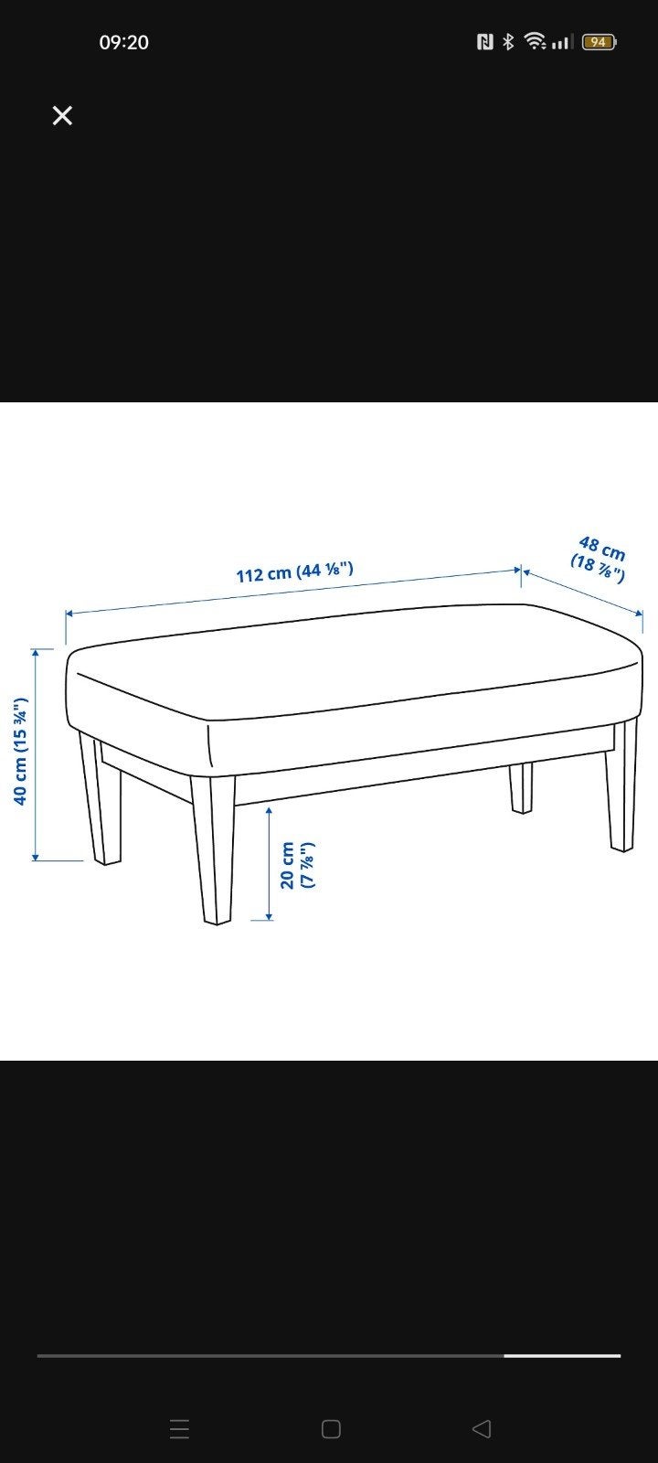 Stijlvolle bankje/poef met stoffen bekleding, Ophalen, Minder dan 50 cm, Modern, Scandinavisch, 100 tot 125 cm