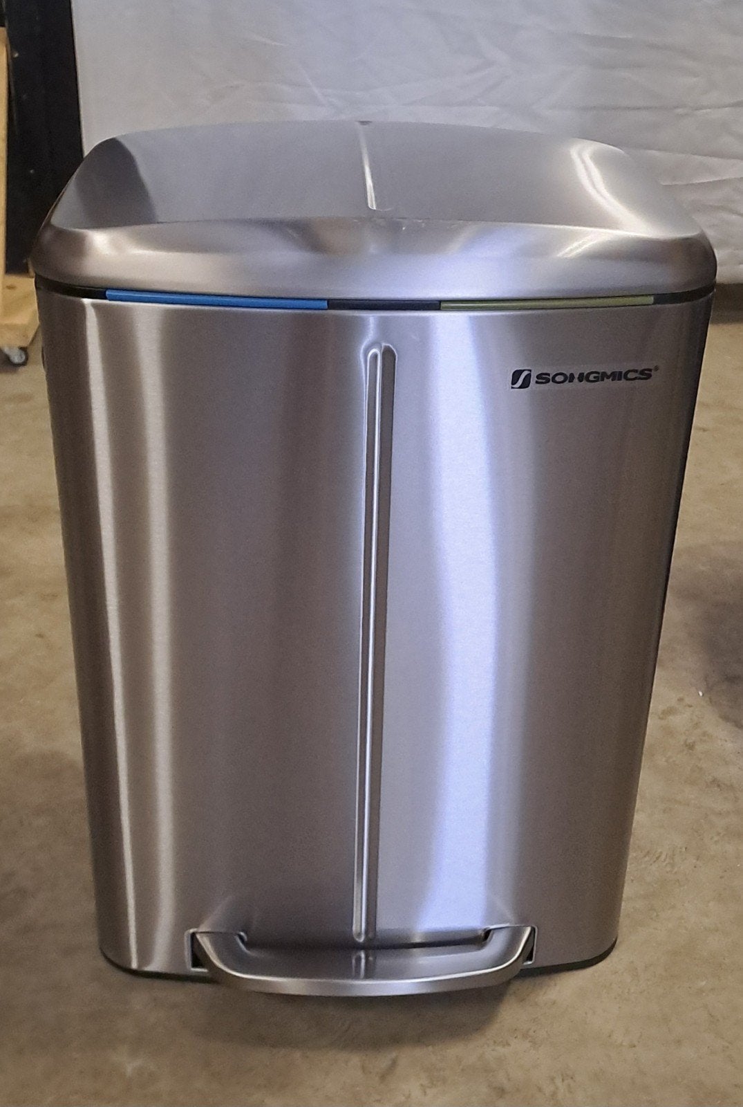 RVS Afvalemmer 40 Liter met Pedaal - SONGMICS, Ophalen, Met pedaal, Nieuw, 40 liter of meer