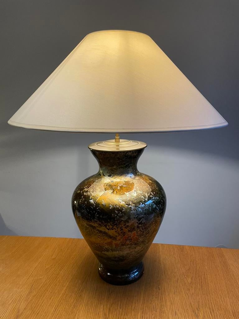 Vintage Laque Line France lamp - midcentury 70s glas design, 50 tot 75 cm, Ophalen of Verzenden, Glas, Vintage Hollywood Regency Frans seventies jaren 70 design