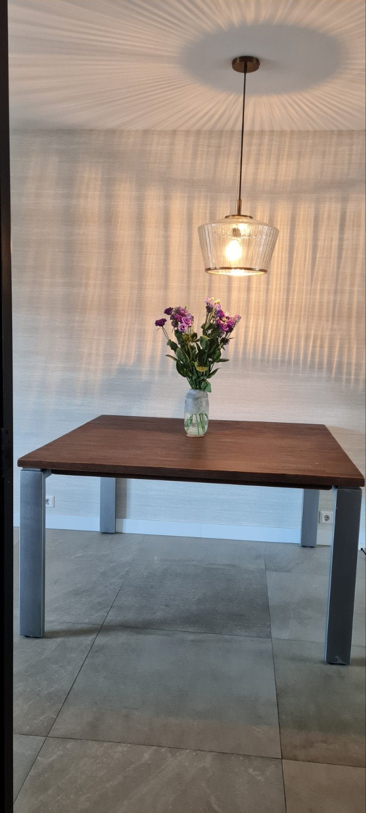 Vierkante eettafel mangohout 140x140, Huis en Inrichting, Tafels | Eettafels, Ophalen, Gebruikt, Vierkant, Vijf personen of meer
