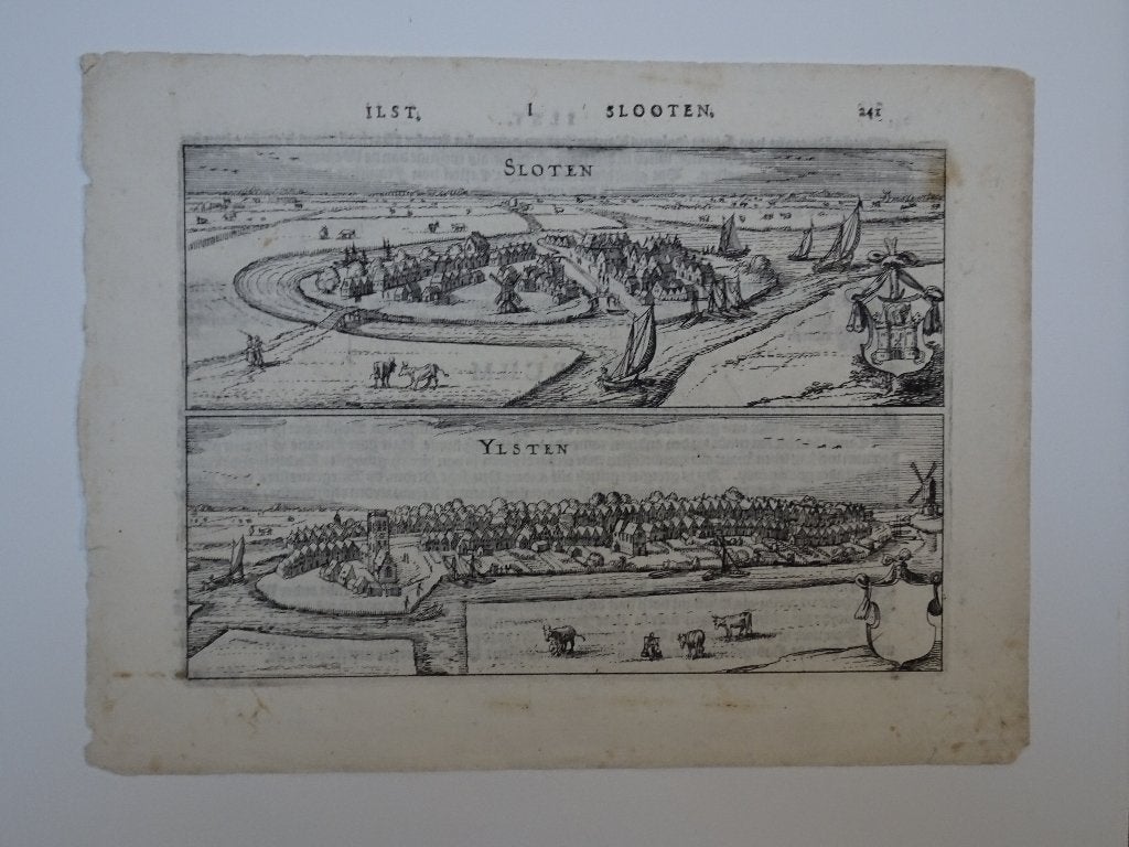 kopergravure Sloten en IJlst, Guicciardini, 1617, Antiek en Kunst, Kunst | Etsen en Gravures, Stadsgezicht, Ophalen of Verzenden