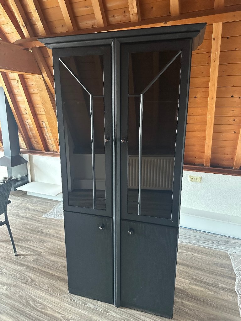 Gratis zwarte houten buffetkast – met glazen deuren, 200 cm of meer, Modern klassiek, 25 tot 50 cm, Overige houtsoorten