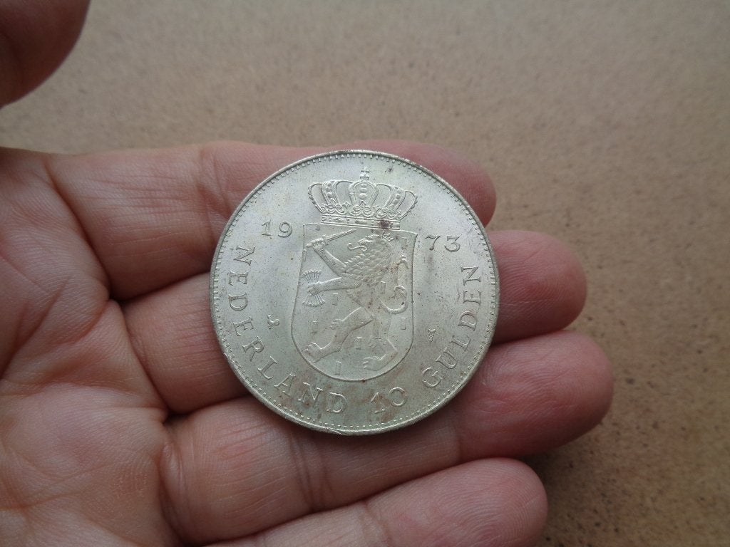 zilveren 10 gulden munt 1973 [041], Postzegels en Munten, Munten | Nederland, Koningin Juliana, Verzenden, Zilver, Losse munt