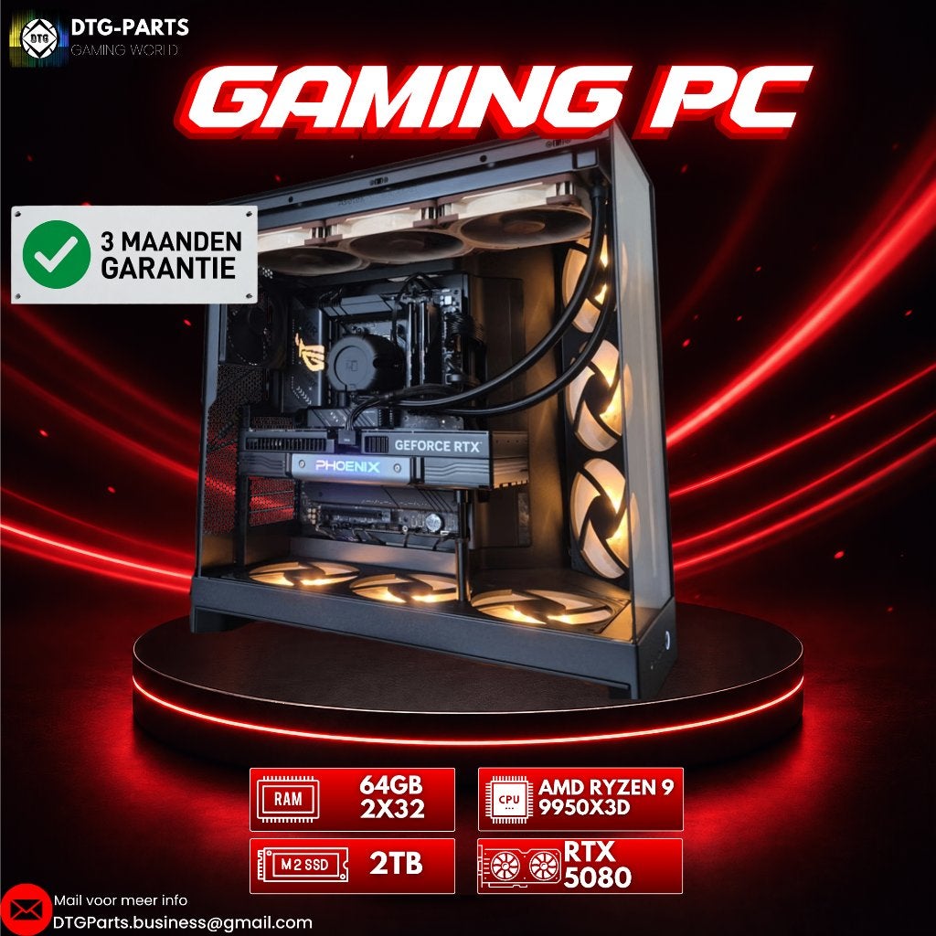 Gaming PC // RTX 5080 & AMD Ryzen 9 9950X3D & 64GB & 2TB, Ophalen, 64 GB of meer, 7604 HM, DTGParts.Business@gmail.com