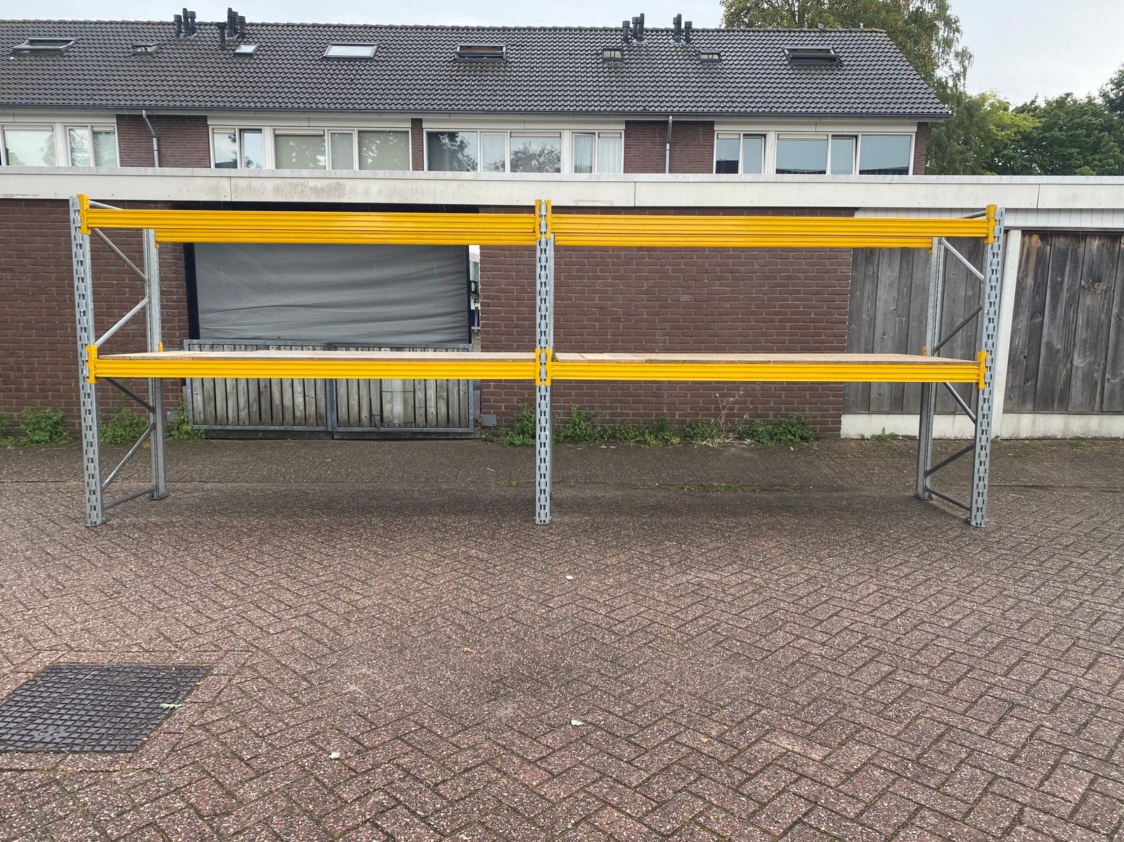 Gebruikte palletstelling stelling met houten legborden, Ophalen, Gebruikt
