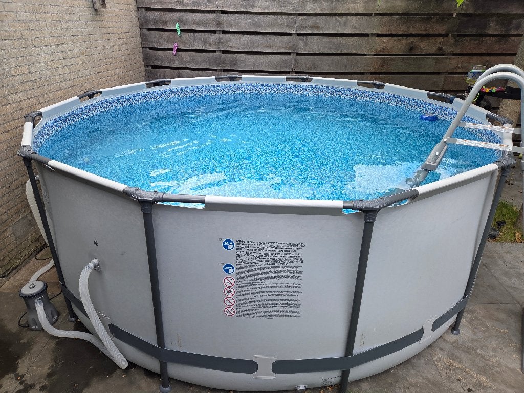 zwembad Bestway rond 366 x 122 cm met filterpomp e.d., Tuin en Terras, Gebruikt, Rond, 300 cm of meer, Opzetzwembad