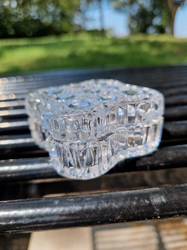Glazen vlinder sieradendoosje geslepen glas vintage, Ophalen of Verzenden