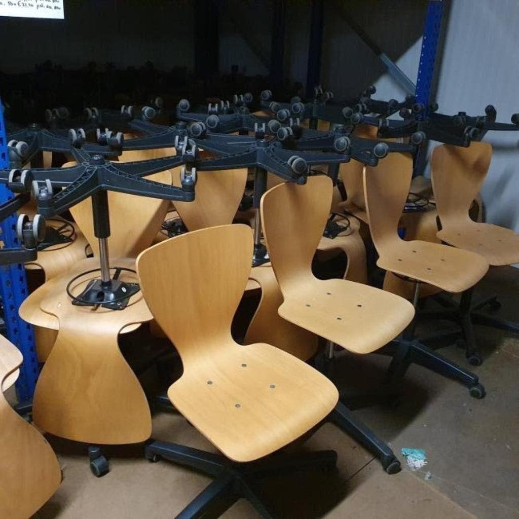 GROTE VOORRAAD Houten bureaustoelen schoolstoel verrijdbaar, Ophalen of Verzenden, Gebruikt, Zwart