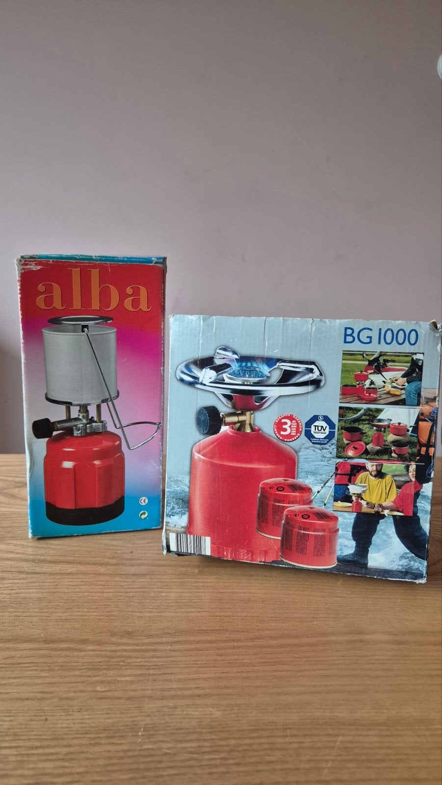Camping gas setje: 1-pits gasstel en lamp met gloeikousjes, Ophalen of Verzenden, Gebruikt