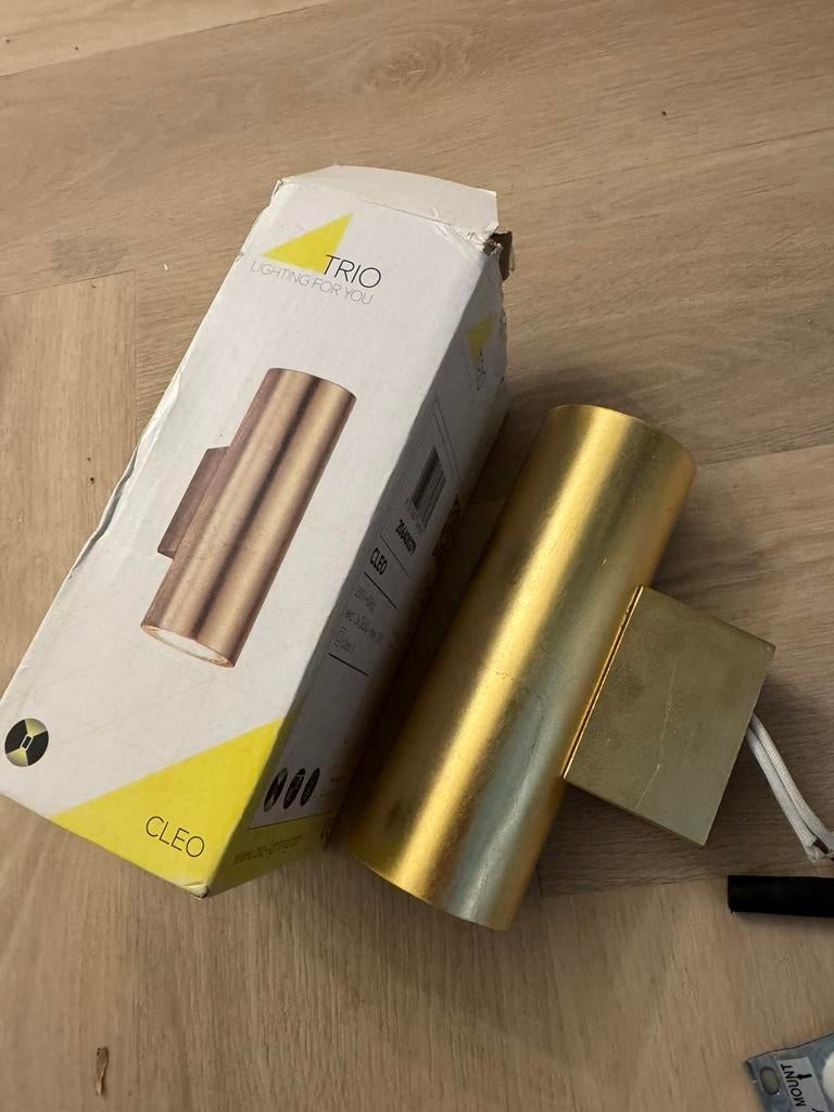 Wandlamp goud messing Rietveld Trio Cleo, Ophalen of Verzenden, Zo goed als nieuw