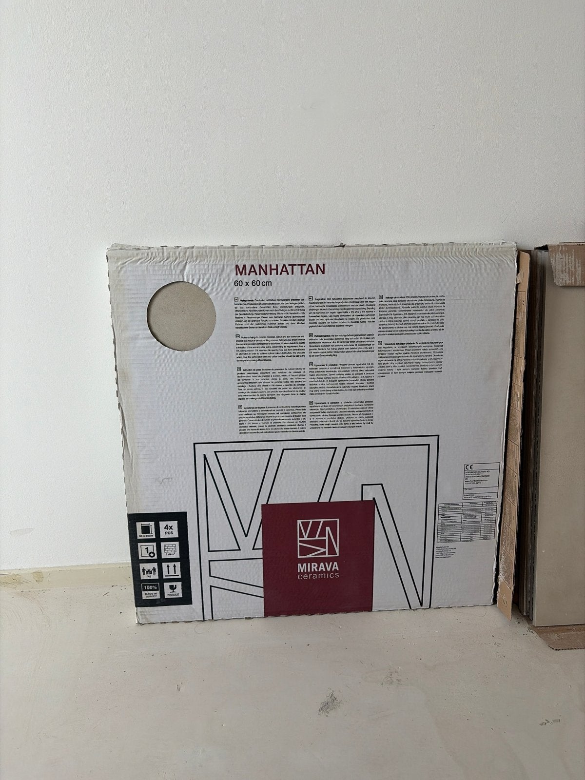 Mirava Ceramics Manhattan Ivory 60x60cm Vloertegels, Doe-het-zelf en Verbouw, Ophalen, 40 tot 60 cm, Keramiek, Nieuw