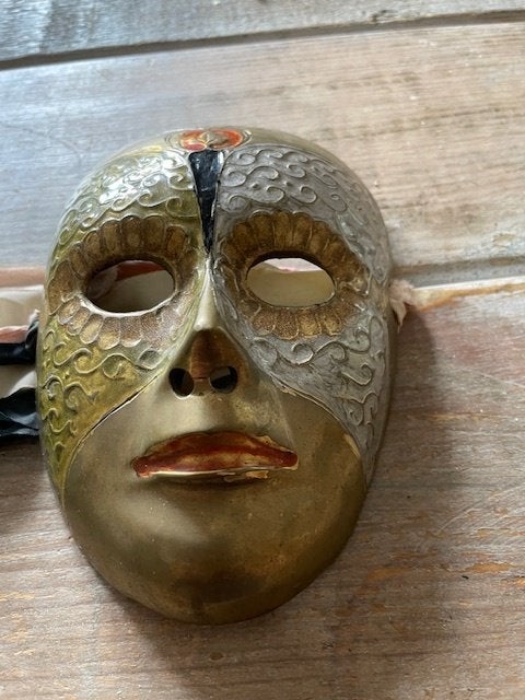 Klein vintage messing masker Venetie. Comedia dell arte., Ophalen