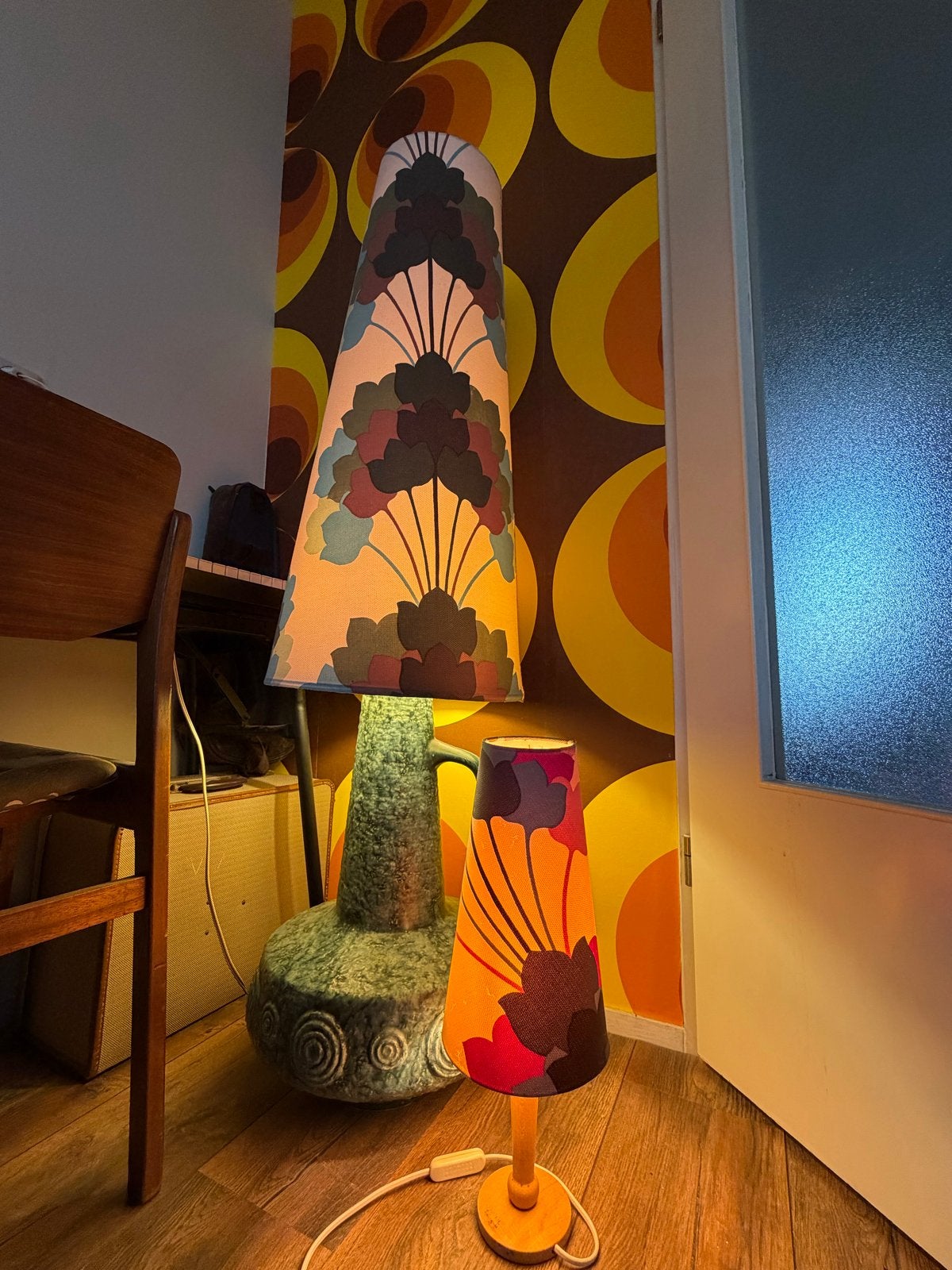 Vintage Vloerlamp en Tafellamp Set - Jaren '70 Stijl, Ophalen