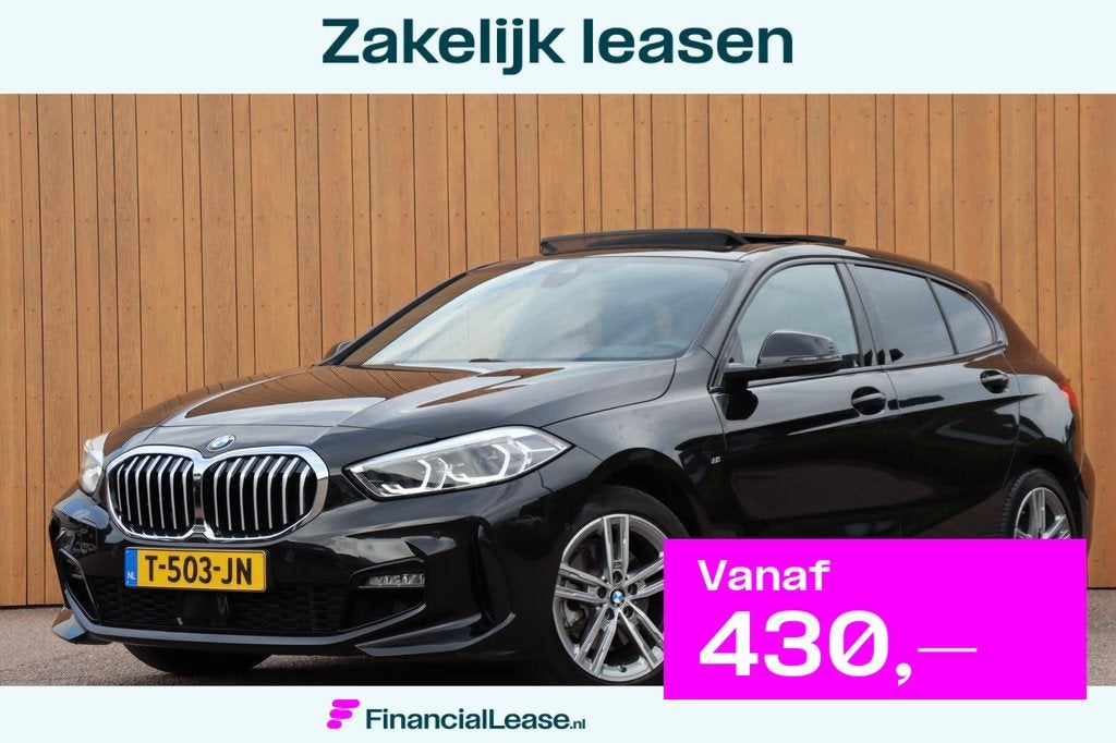 BMW 1-serie 116i Introduction Ed. M-sport orgNL Harman Kardo, 12 maanden, Gebruikt, Leder en Stof, Zwart