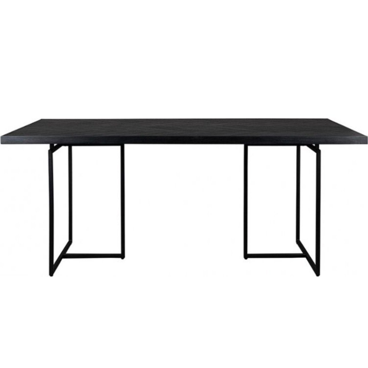 Dutchbone Class Eettafel/Bureau Zwart Visgraat 220x90cm, Ophalen, 200 cm of meer, 50 tot 100 cm, Zo goed als nieuw