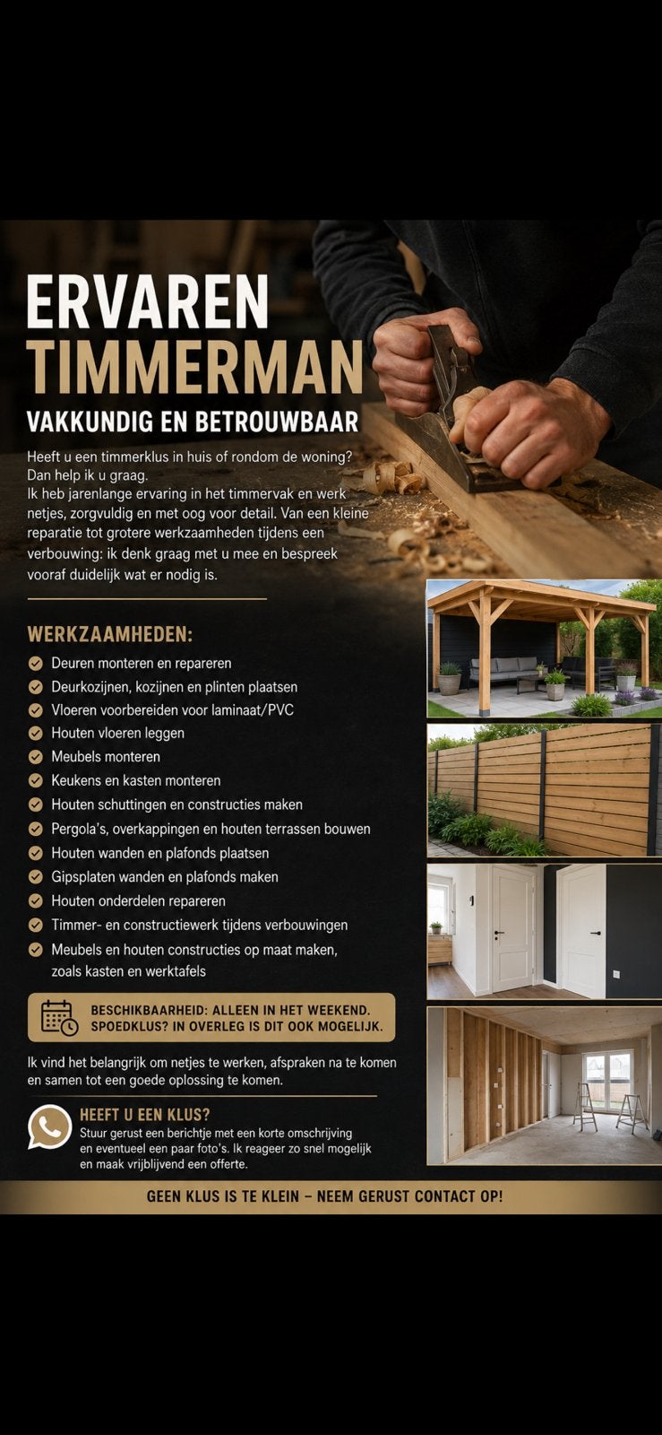 Timmerman/Klusjesman-gezocht/nodig?, Diensten en Vakmensen, Klussers en Klusbedrijven