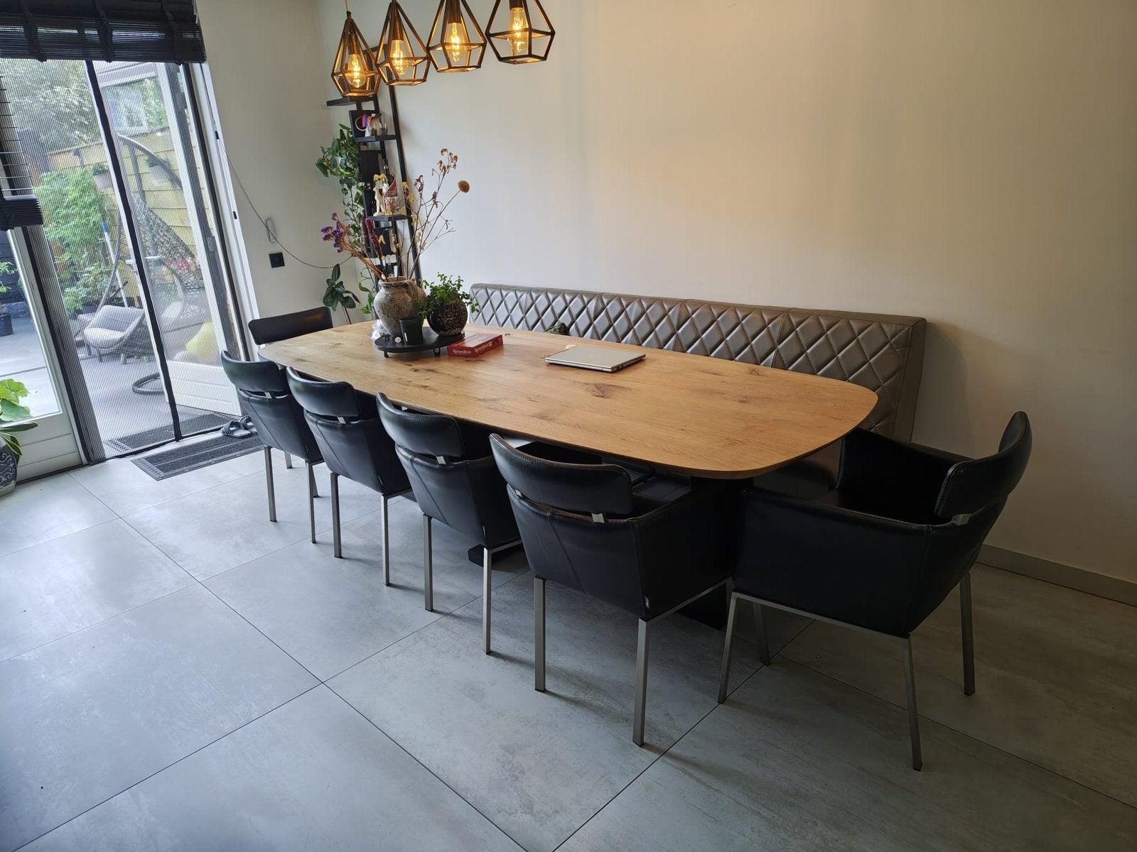 6 L’Ancora design eetkamerstoelen – zwart leer, Huis en Inrichting, Zwart, Leer, Ophalen of Verzenden, Zo goed als nieuw