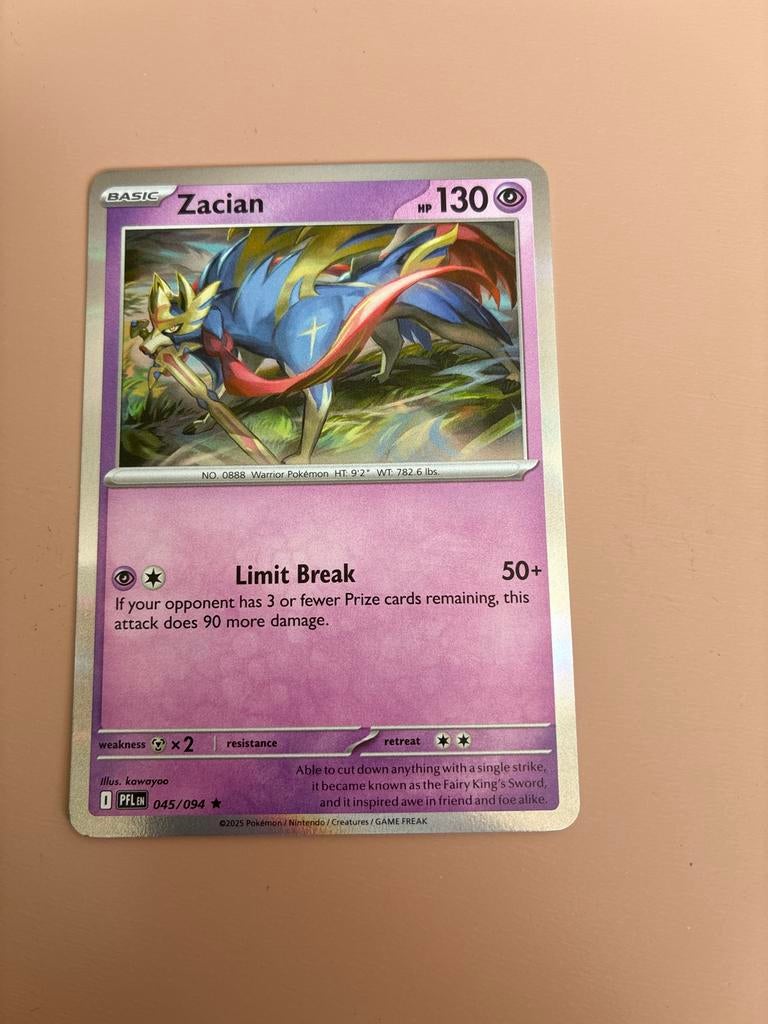 Zacian Holo 45/94 Pokémon Kaart, Ophalen of Verzenden, Zo goed als nieuw, Losse kaart, Foil