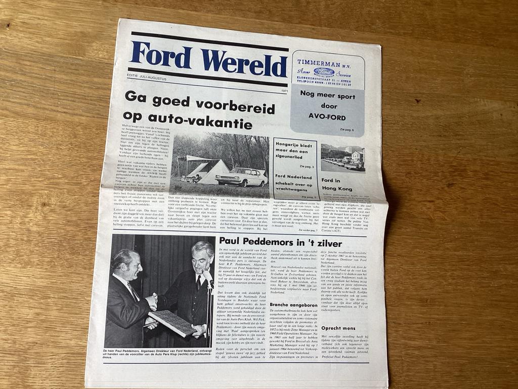 Ford Wereld Magazine - Juli-Augustus 1971, Ophalen of Verzenden, Zo goed als nieuw, Ford