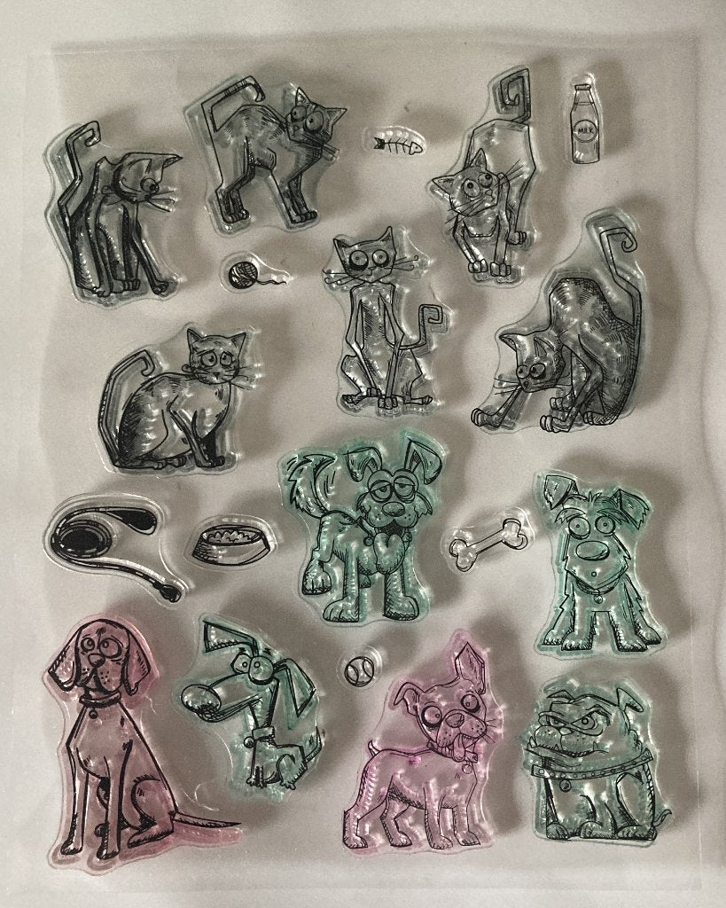 verzamel clearstamps grappige honden en katten, Ophalen of Verzenden, Gebruikt, Clearstamp