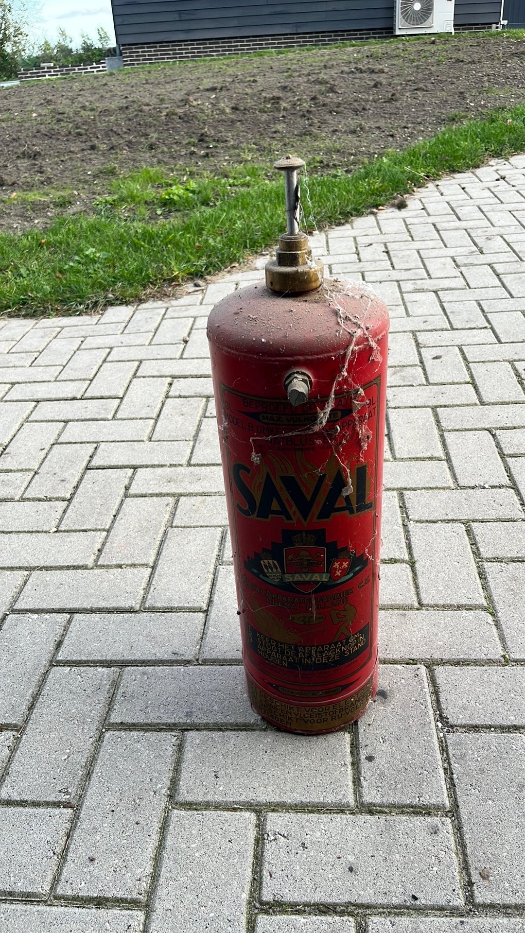 Saval antieke brandblusser, Ophalen, Gebruikt, Brandblusser