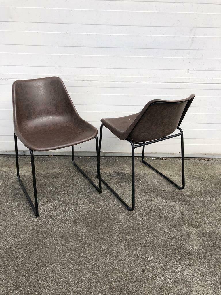 5 stuks leren horeca kuipstoelen, Ophalen, Gebruikt, Bruin, Vijf, Zes of meer stoelen