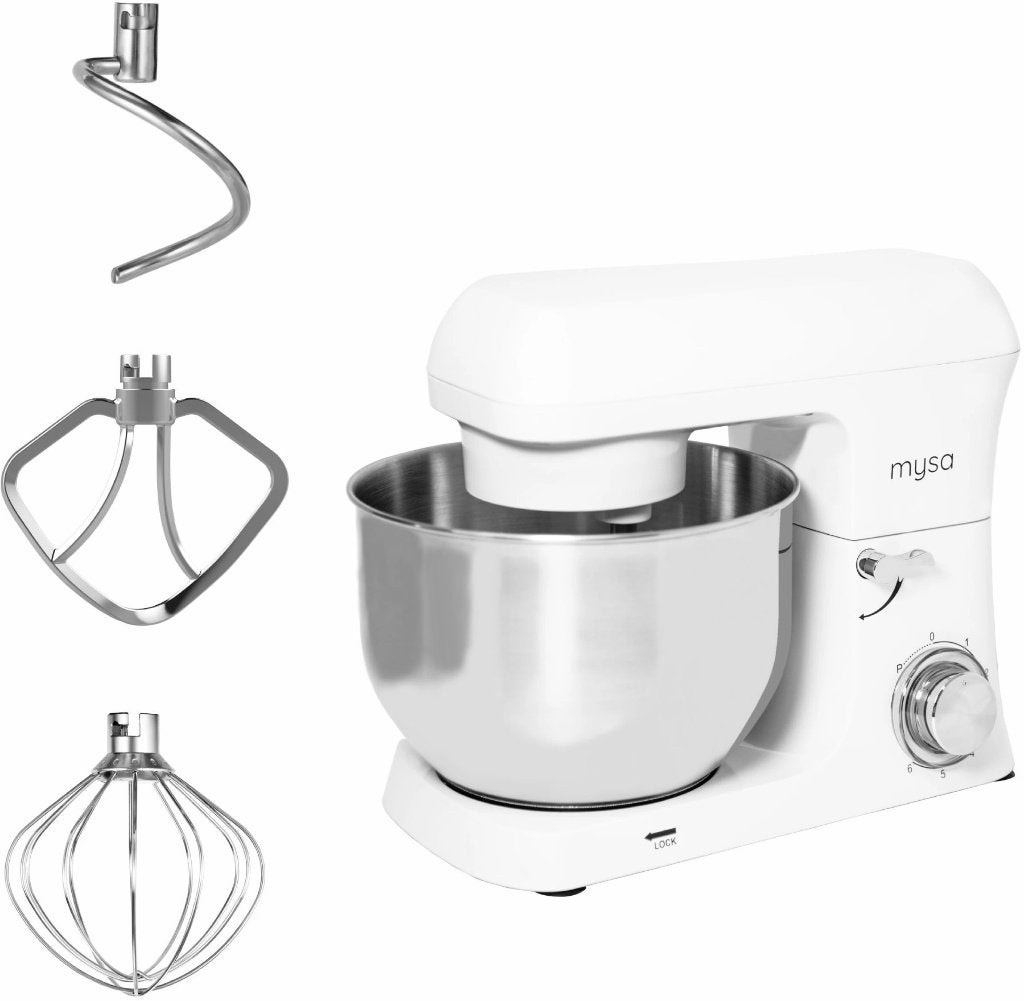 MYSA SM-1516 1400W Stand Mixer Food Mixer, Ophalen, 4 liter of meer, 3 snelheden of meer, Zo goed als nieuw