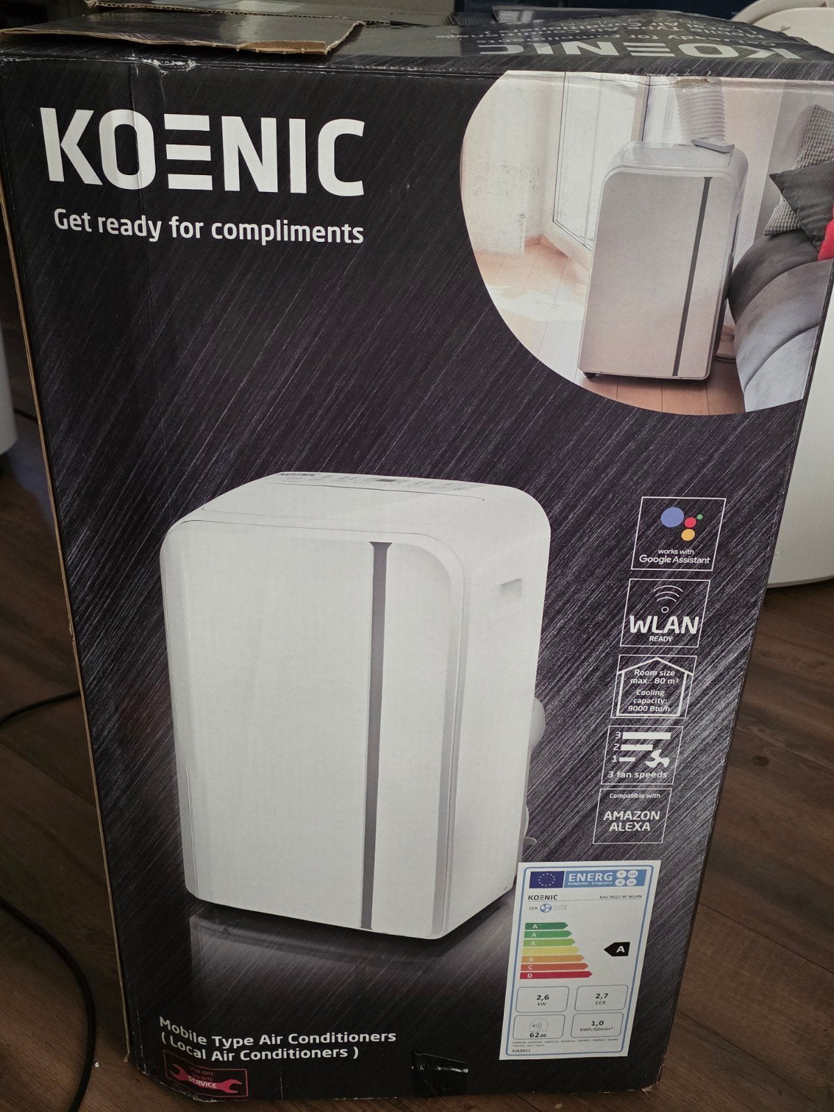 KOENIC Mobiele Airco Nieuw in doos, factuur en garantie, Witgoed en Apparatuur, Airco's, Ophalen, Minder dan 60 m³, Timer, Nieuw