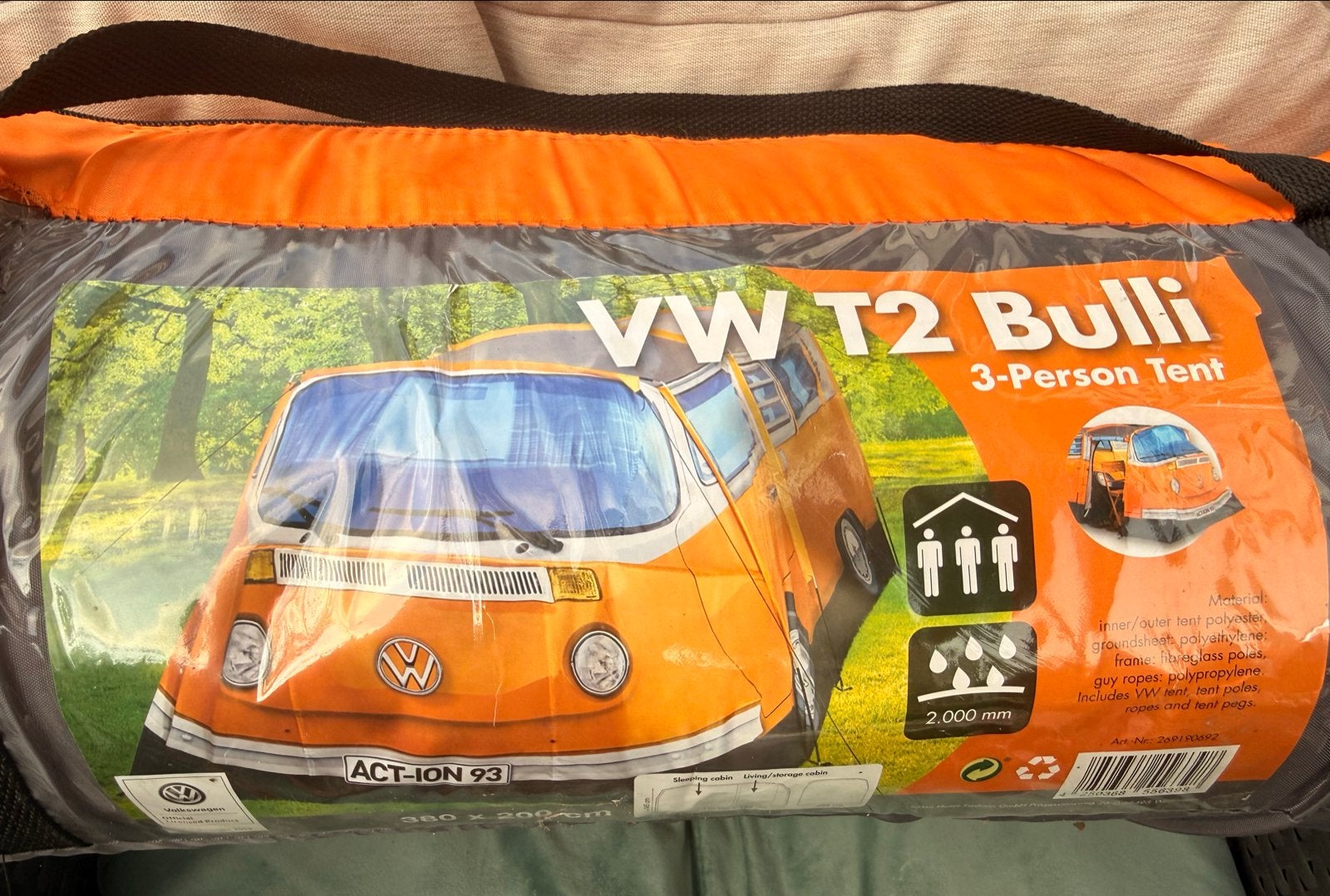VW T2 Bulli 3-persoons tent, Ophalen, Zo goed als nieuw, Tot en met 3