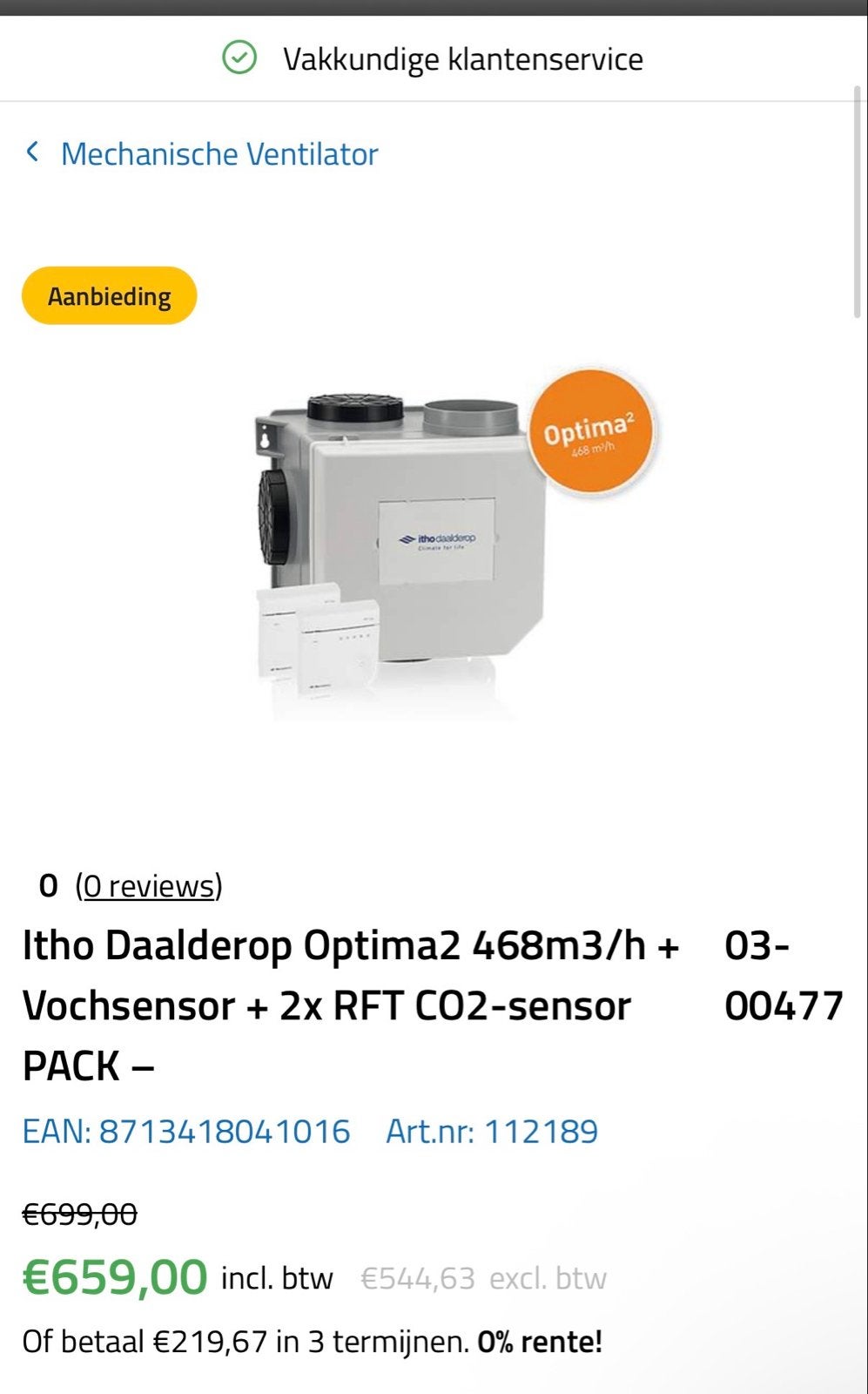 Itho Daalderop Optima2 MV Box met Vocht- en CO2-sensoren, Doe-het-zelf en Verbouw, Ventilatie en Afzuiging, Ophalen of Verzenden