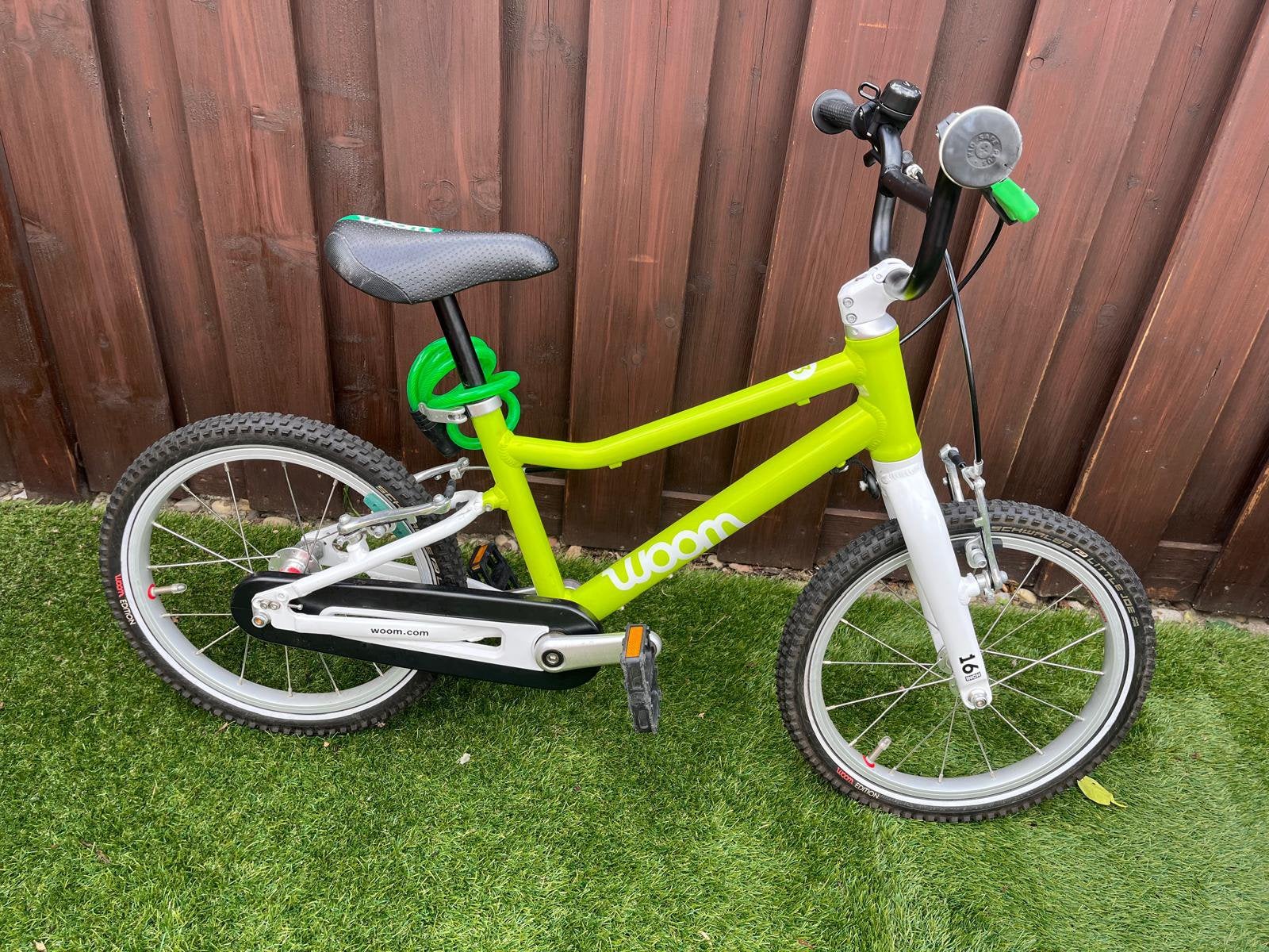 Woom 3 kinderfiets lime groen 16 inch, Ophalen, Zo goed als nieuw, Velgrem, 16 tot 20 inch