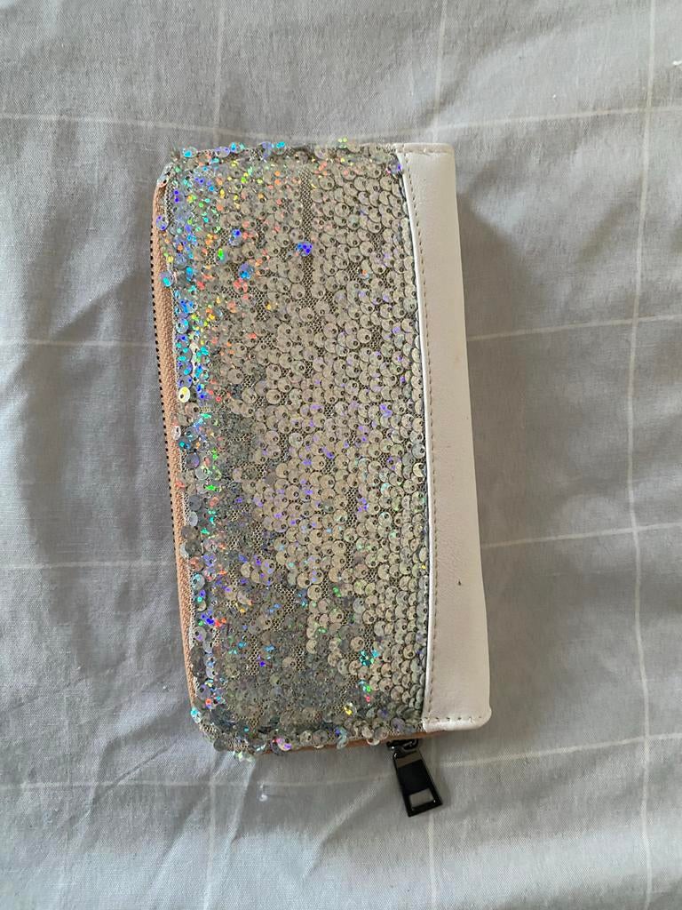 Glitter Portemonnee met Rits - Zo goed als nieuw, Ophalen of Verzenden, Zo goed als nieuw, Wit, Overige merken