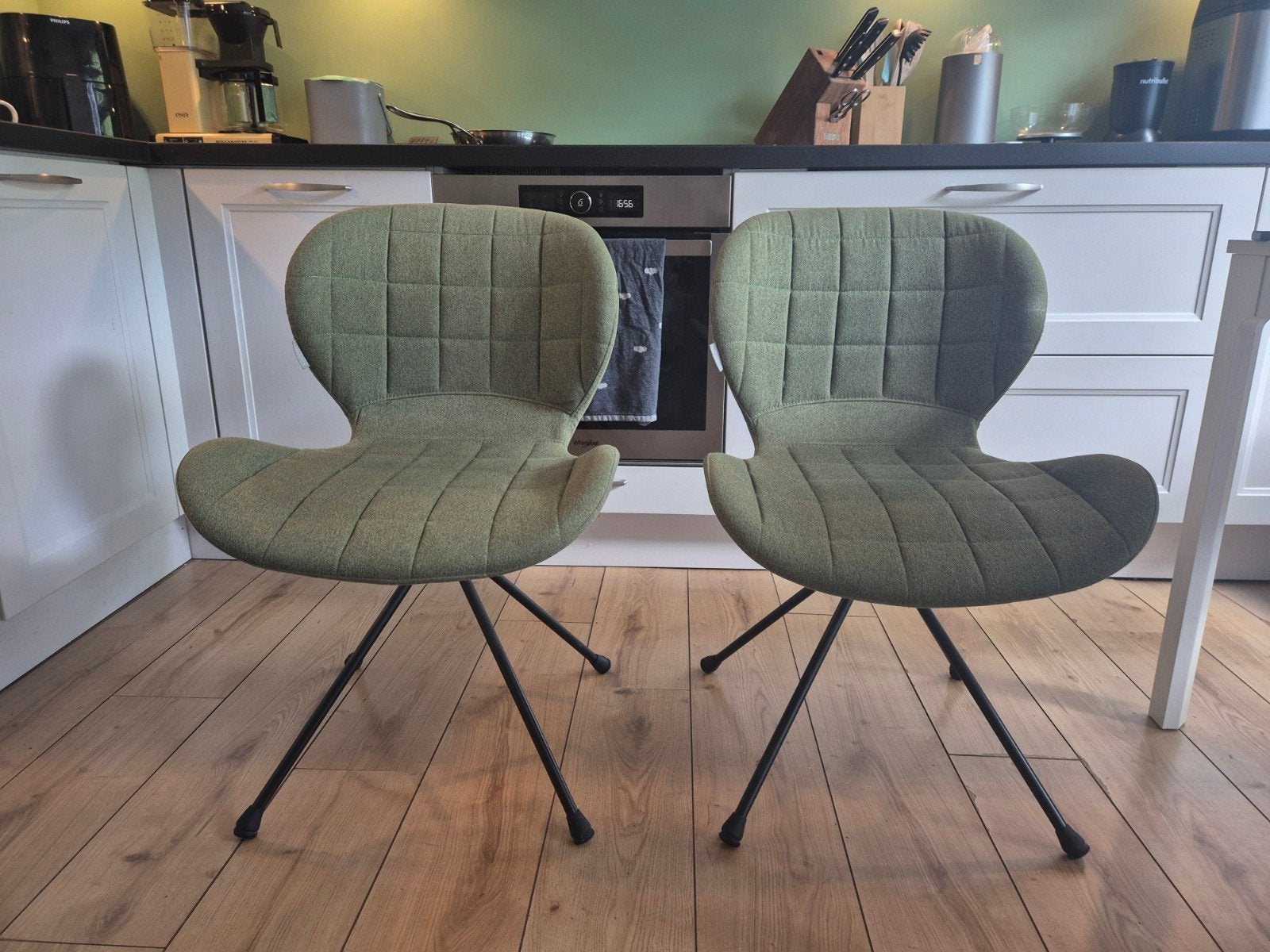 Set van 2 Zuiver Ridge Rib stoelen - Groen, Ophalen, Twee, Overige kleuren, Modern, Scandinavisch