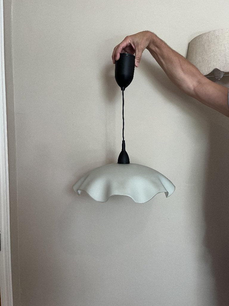Hanglamp, geschulpt (hoogte verstelbaar), Ophalen, Gebruikt, E27 (groot), Glas
