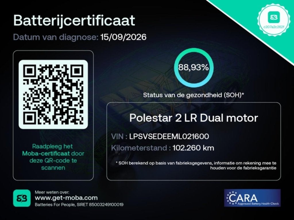 Polestar 2 Long Range Dual Motor 408PK 78kWh 88.9% SoH [ TRE, Auto's, Polestar 2, Gebruikt, Zwart, Blauw