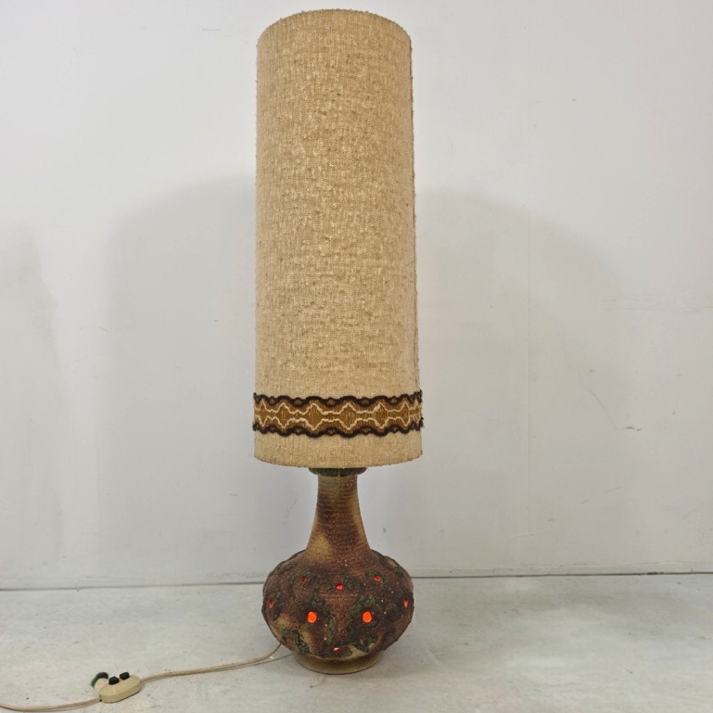 W.Germany vloerlamp 60's keramiek fat lava originele staat, Ophalen, Gebruikt, 100 tot 150 cm, Textiel