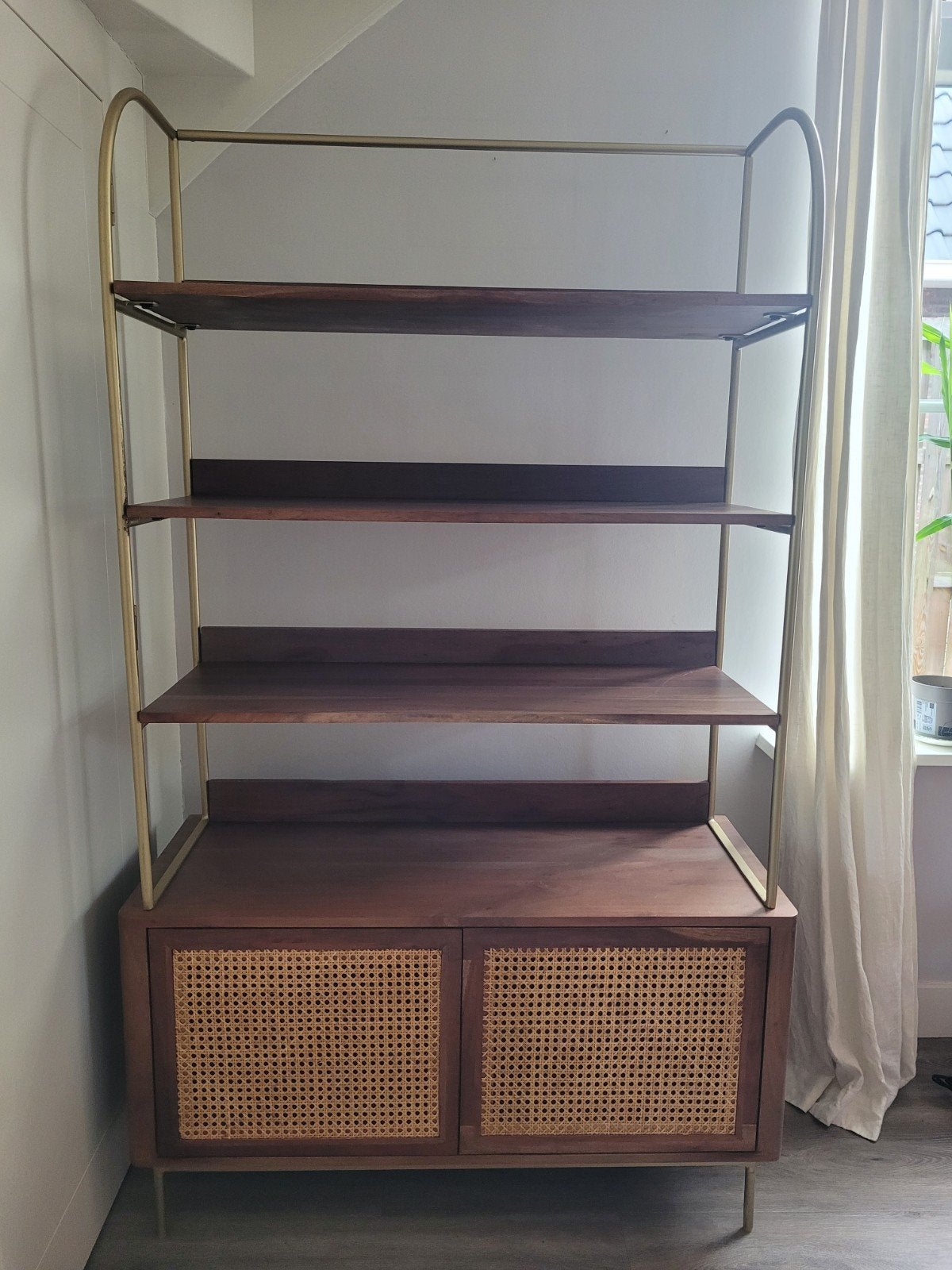 Stellingkast Maisons du Monde walnoothout metaal, Ophalen, Zo goed als nieuw, Minder dan 150 cm, Metaal