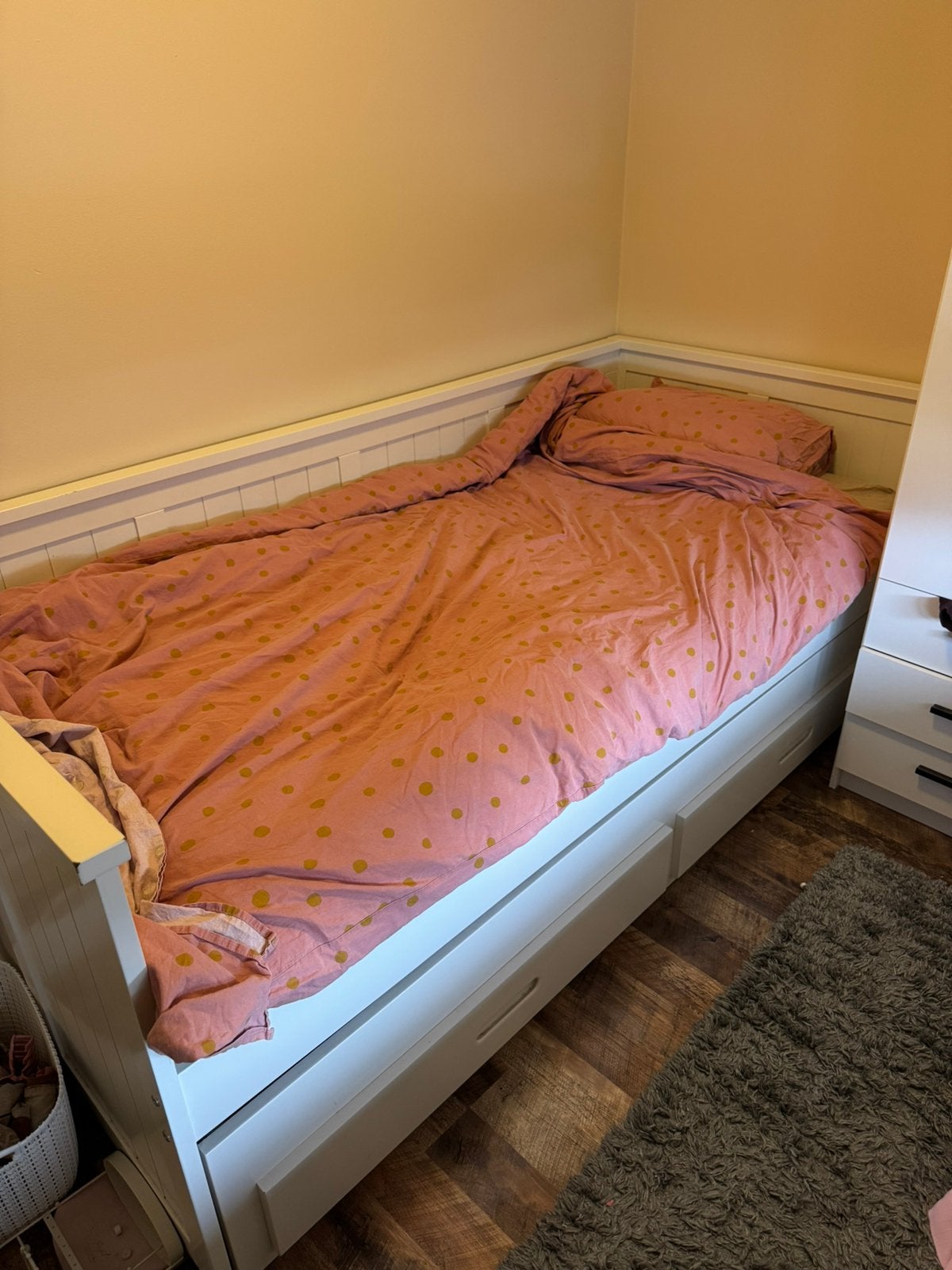 1 peroonsbed met uitschuifbaar logeerbed, Ophalen, 85 tot 100 cm, Zo goed als nieuw, Lattenbodem